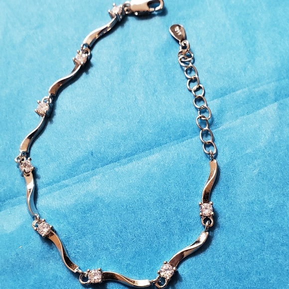 Silver bracelet with Cubic zirconia diamonds - Picture 1 of 8